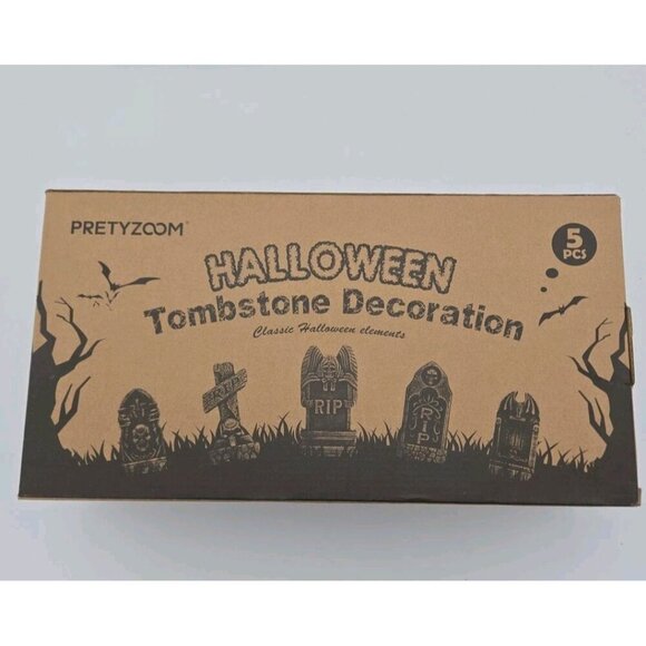 Halloween Party Kit 7 Piece In Total 3 Tombstones 16 Skulls 48 Lights Pumpkin - Picture 2 of 13